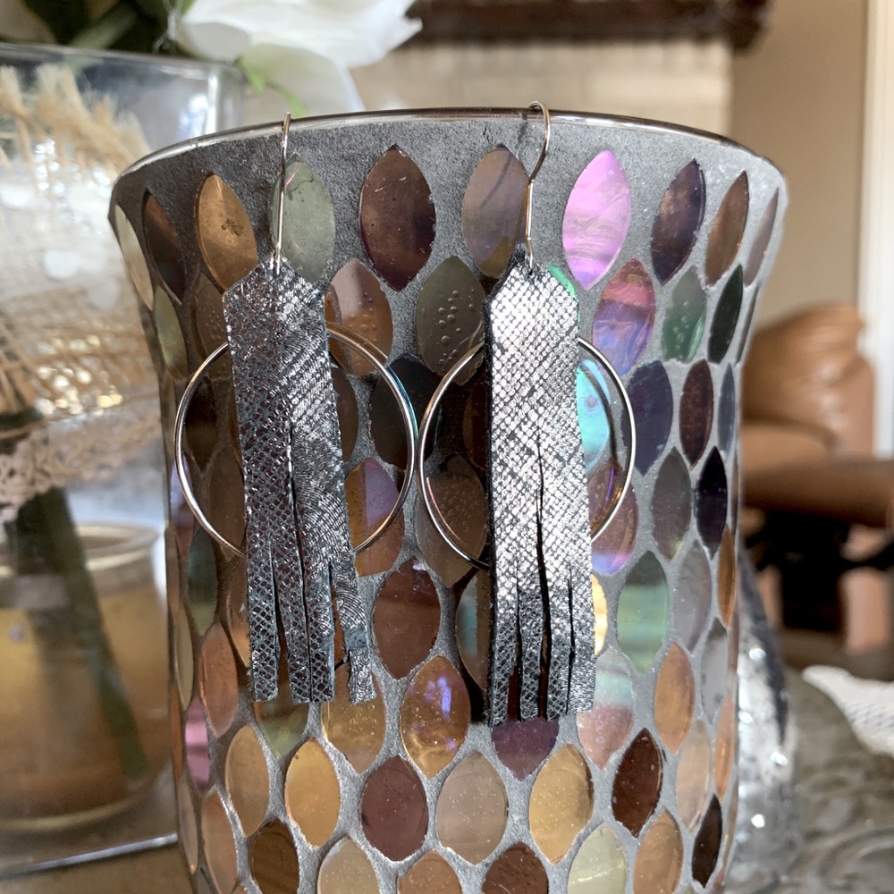 SOLD! Silver leather and hoops original JenZen